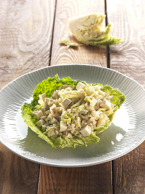 Riz Rosa Marchetti au pâté de champignons, chou de Milan et tofu