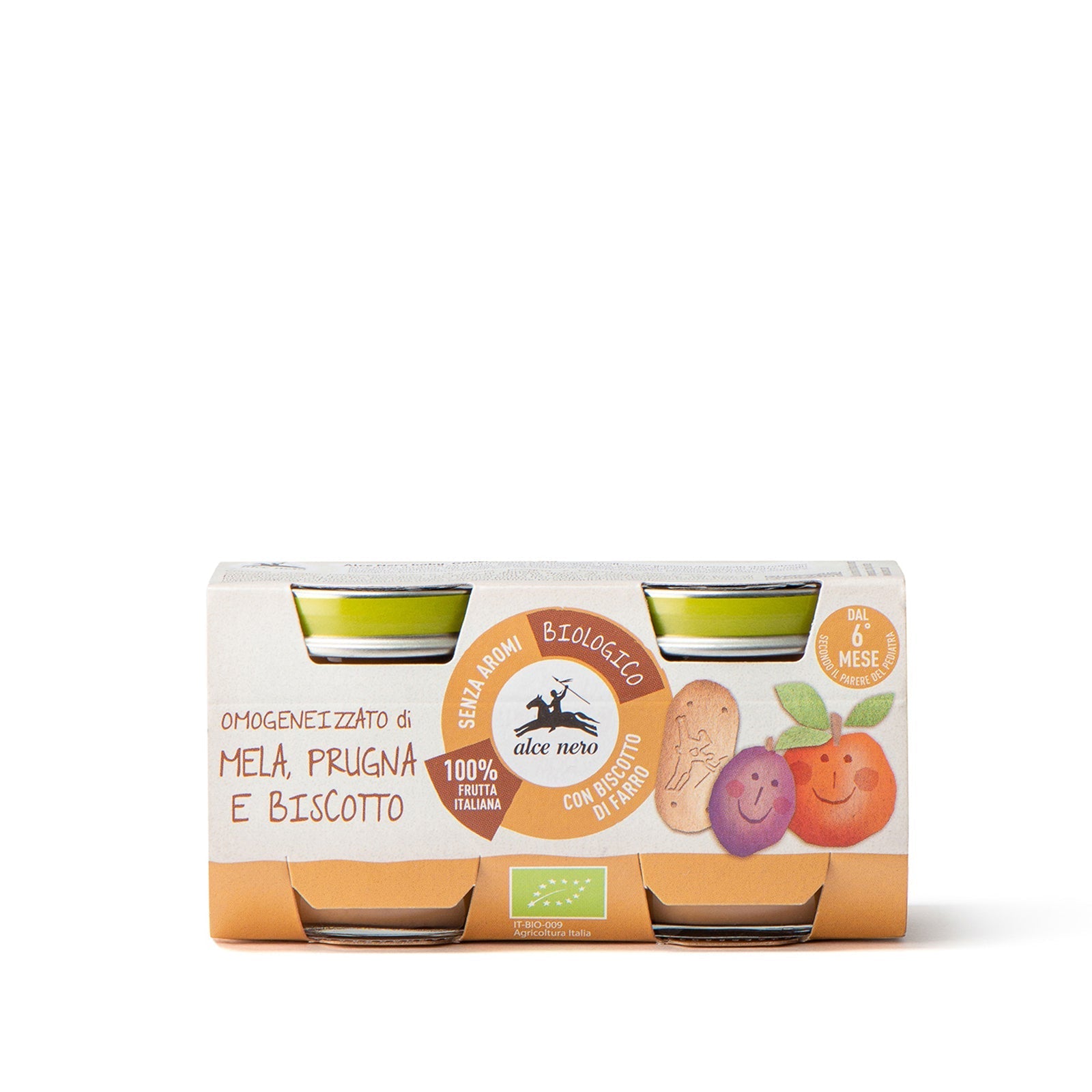 Petit pot aux pommes, prunes et biscuits biologique – 2 pots - BF160MR