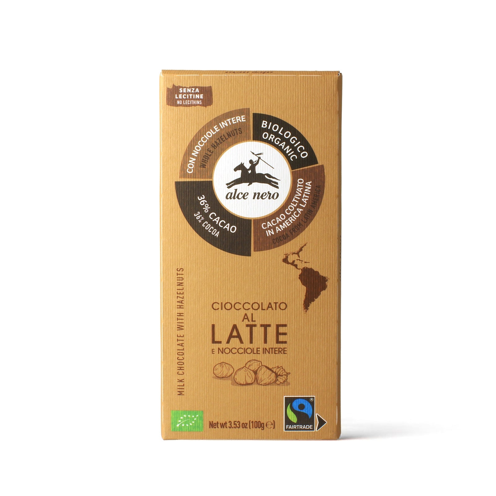 Chocolat au lait 36 % avec noisettes entières biologique - CN100