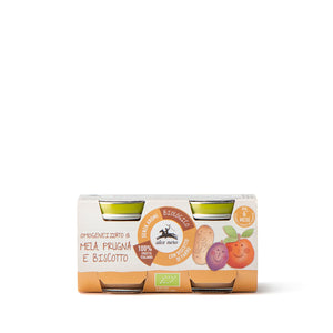 Petit pot aux pommes, prunes et biscuits biologique – 2 pots - BF160MR